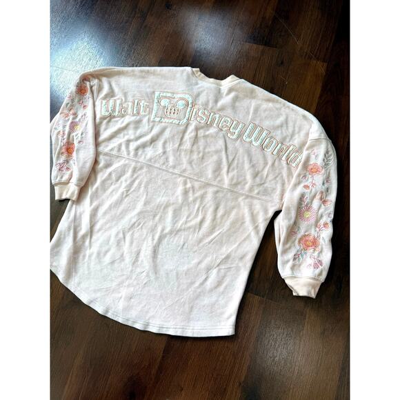 Disney Tops - Walt Disney World Soft Terry Spirit Jersey Light Pink Embroidered Floral Sz S